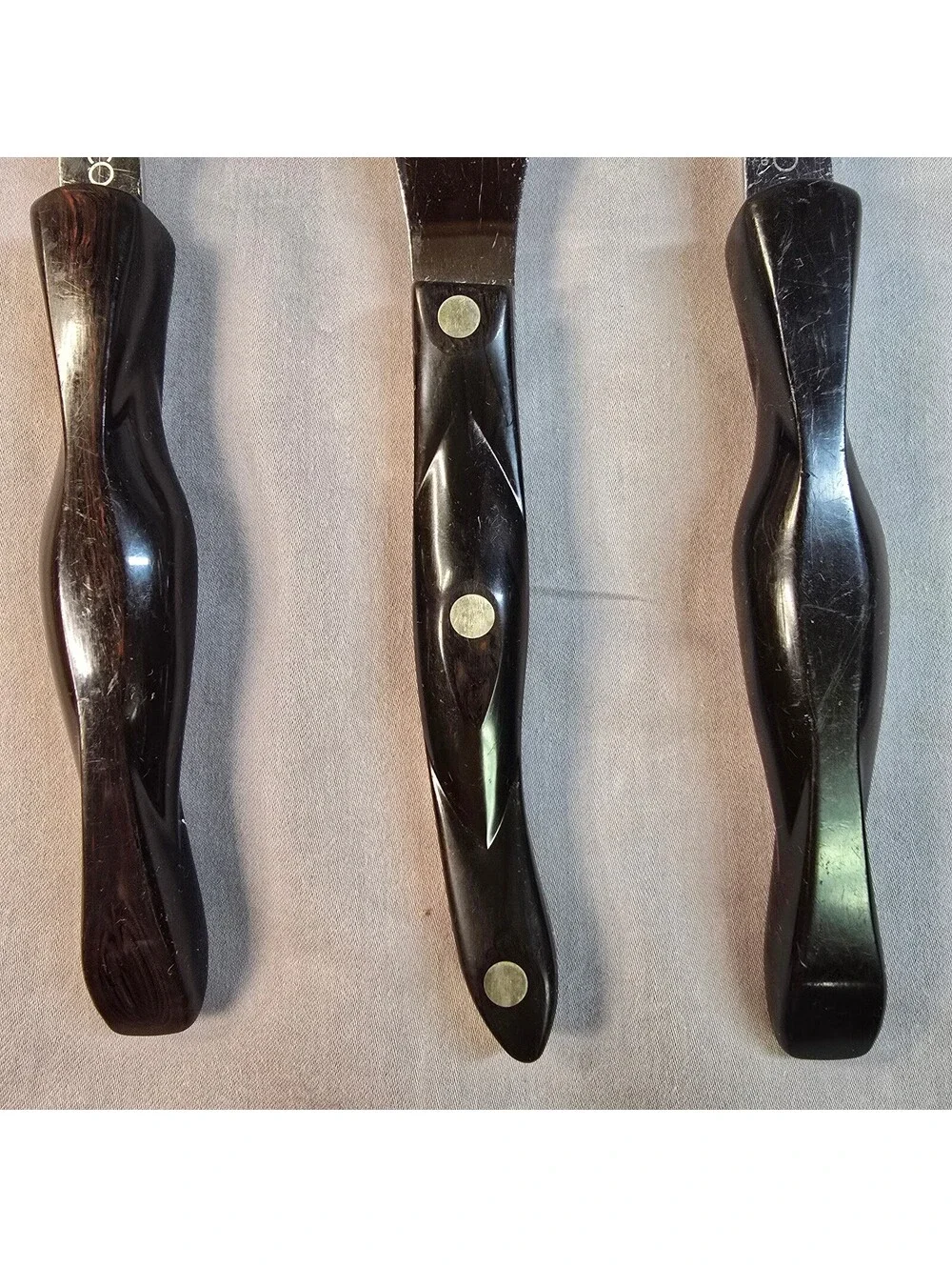 VTG CUTCO 3pc Utensil Set Brown Spatula Spreader Spoon Lot 1716 1768 1717